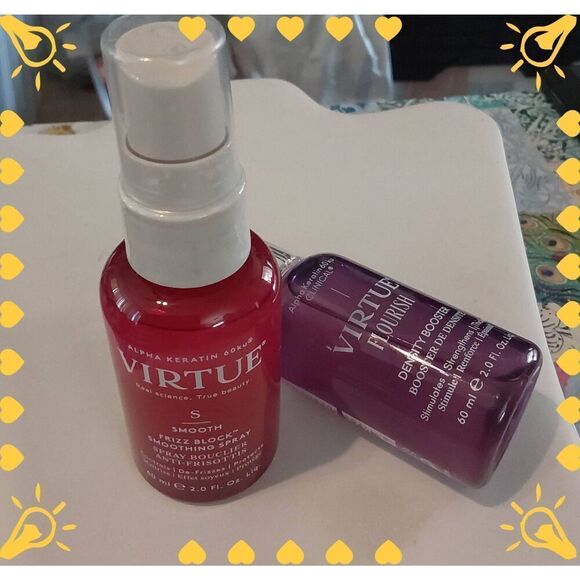 New~VIRTUE Frizz Block Soothing Spray & Flourish Density Booster Duo - Picture 1 of 2
